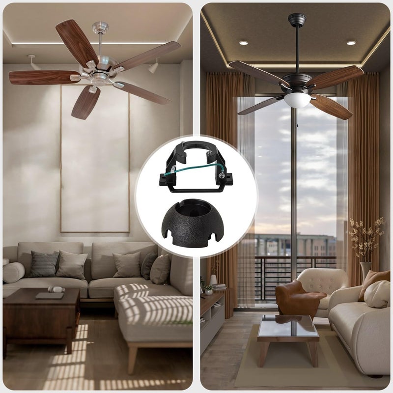 FEHEED Ceiling Fan Mounting Bracket with Hanger Ball Set, Cast Aluminum Cathedral Ceilings Canopy Bracket and Universal Adapter for Indoor/Outdoor Fan Installation Use with Ground Wire & Mounting - Image 5